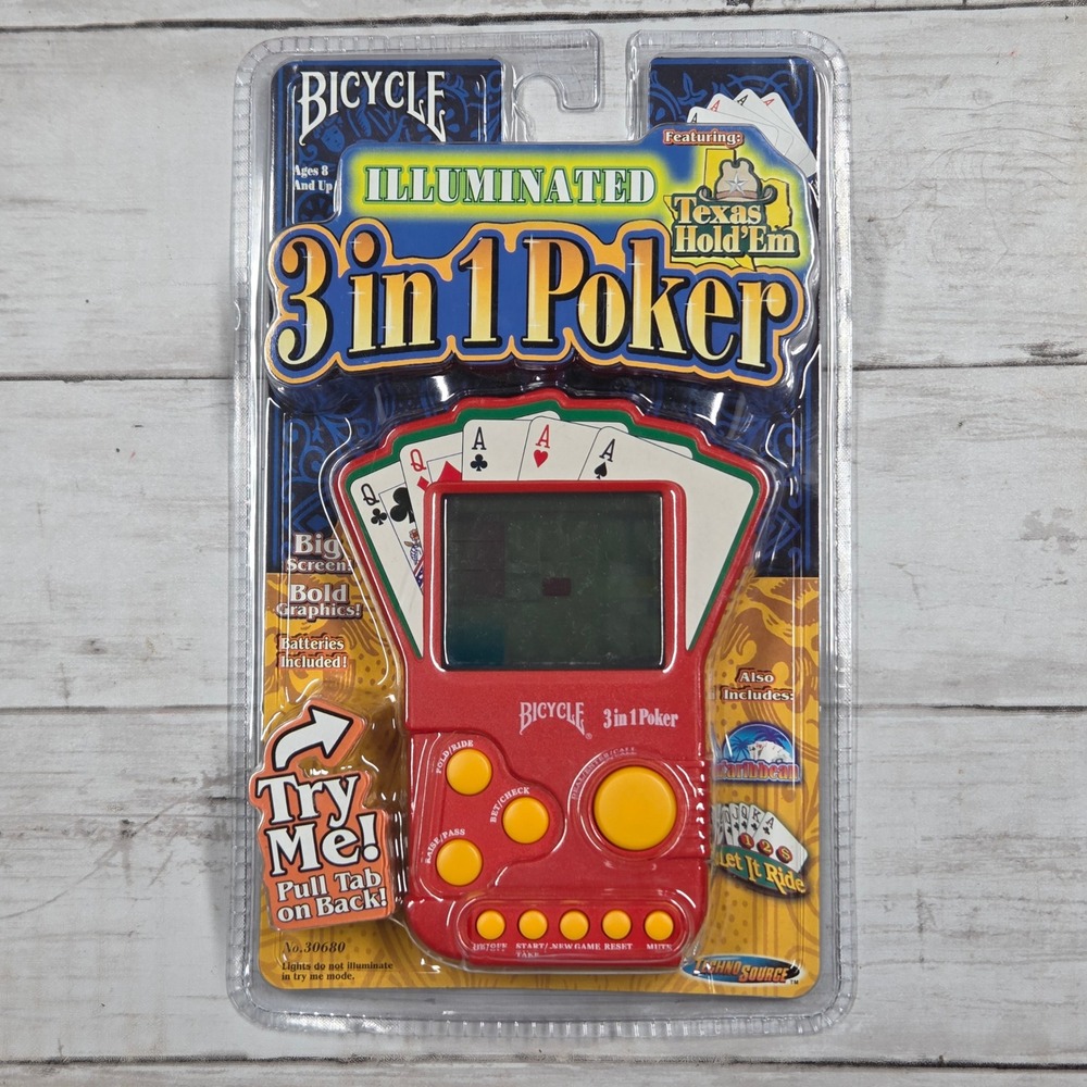 Bicycle Illuminated 3-in-1 Poker Handheld Electronic Game 30680 Red New Sealed